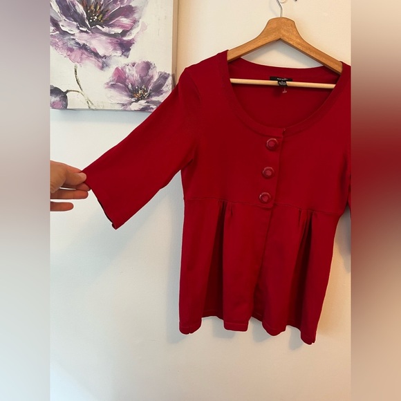 Alfani button up sweater in red- Small - Picture 5 of 8